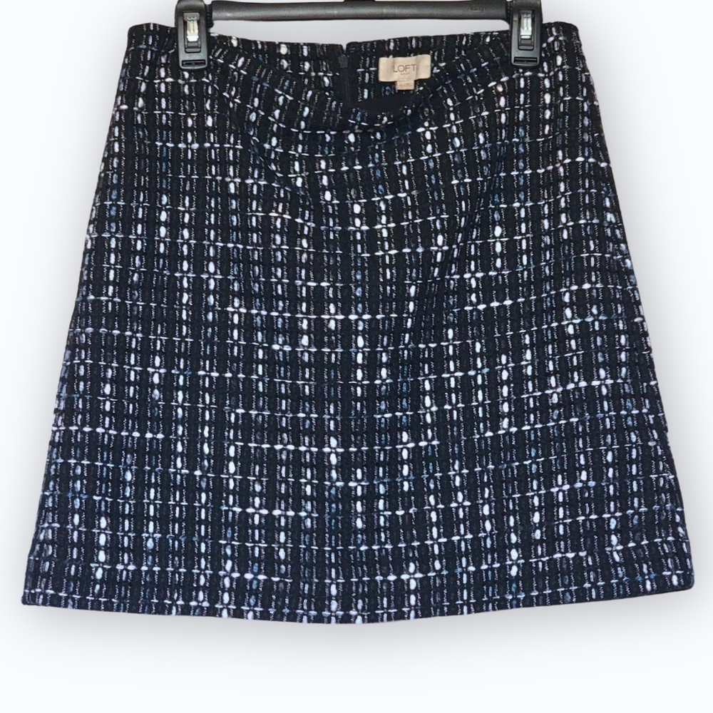 NWT Plaid Tweed Mini Skirt, Loft by Ann Taylor, Blue & Black, Size 10